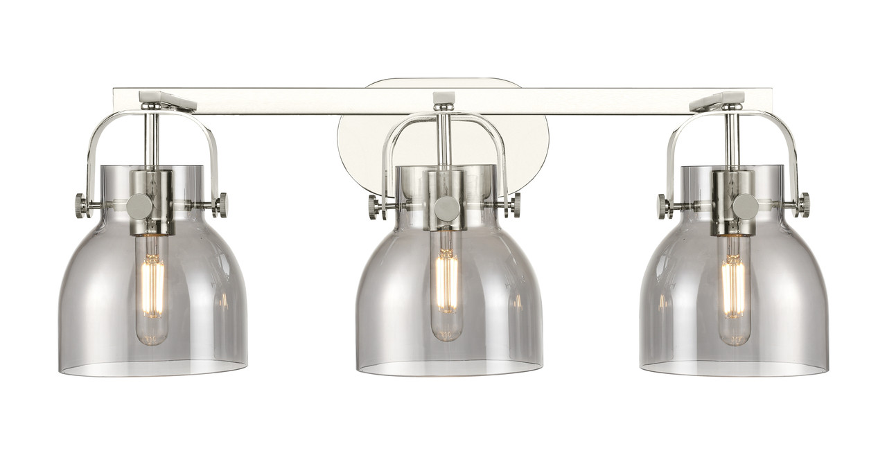 INNOVATIONS 423-3W-PN-G412-6SM Pilaster II Bell 3 27 inch Bath Vanity Light Polished Nickel