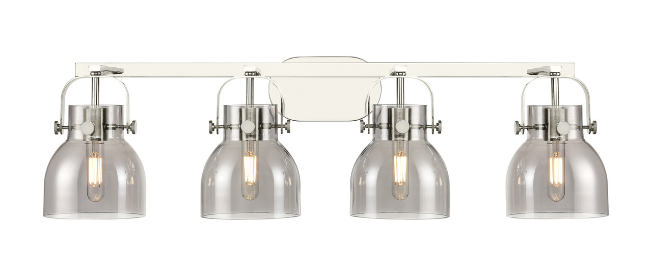 INNOVATIONS 423-4W-PN-G412-6SM Pilaster II Bell 4 37 inch Bath Vanity Light Polished Nickel