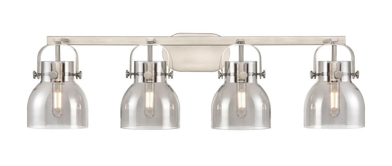 INNOVATIONS 423-4W-SN-G412-6SM Pilaster II Bell 4 37 inch Bath Vanity Light Satin Nickel