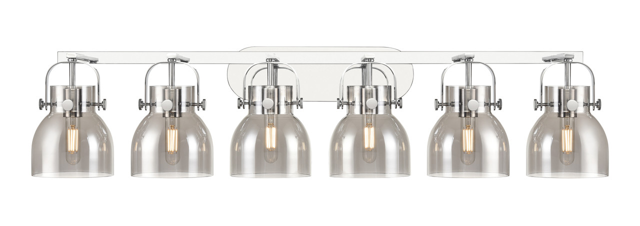 INNOVATIONS 423-6W-PC-G412-6SM Pilaster II Bell 6 46 inch Bath Vanity Light Polished Chrome