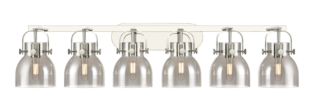 INNOVATIONS 423-6W-PN-G412-6SM Pilaster II Bell 6 46 inch Bath Vanity Light Polished Nickel