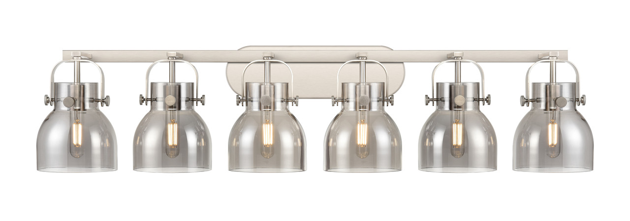 INNOVATIONS 423-6W-SN-G412-6SM Pilaster II Bell 6 46 inch Bath Vanity Light Satin Nickel