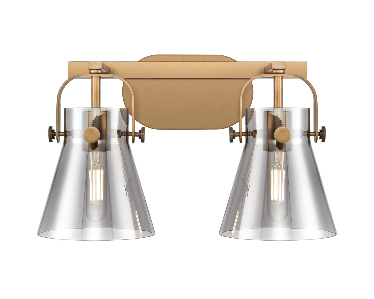 INNOVATIONS 423-2W-BB-G411-6SM Pilaster II Cone 2 17 inch Bath Vanity Light Brushed Brass