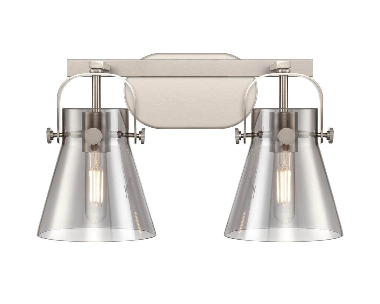 INNOVATIONS 423-2W-SN-G411-6SM Pilaster II Cone 2 17 inch Bath Vanity Light Satin Nickel