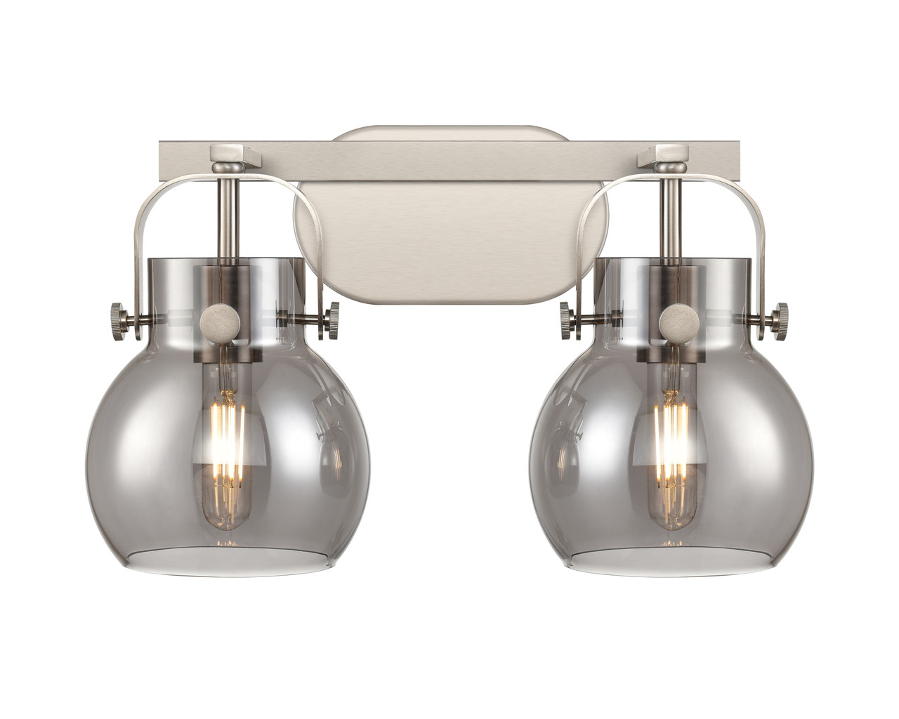 INNOVATIONS 423-2W-SN-G410-6SM Pilaster II Sphere 2 17 inch Bath Vanity Light Satin Nickel