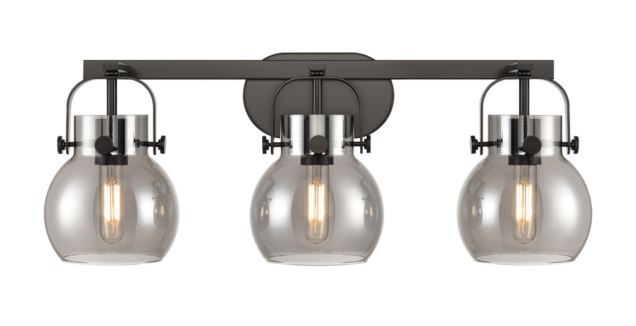 INNOVATIONS 423-3W-BK-G410-6SM Pilaster II Sphere 3 27 inch Bath Vanity Light Matte Black
