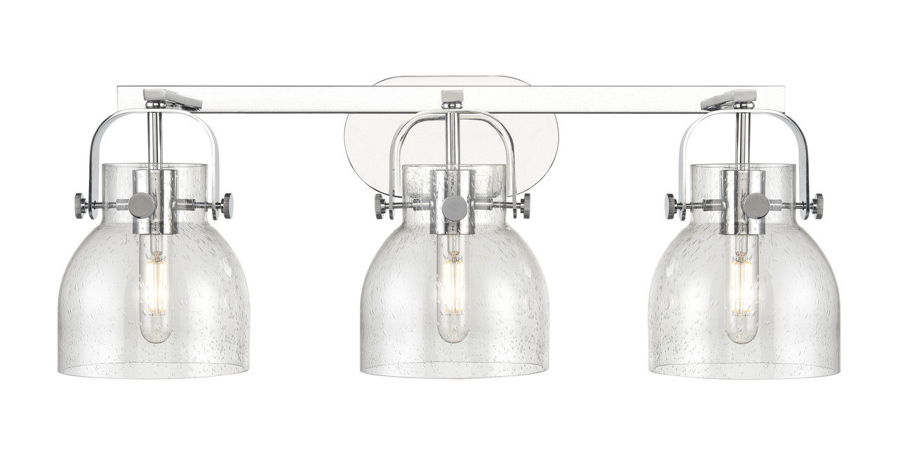 INNOVATIONS 423-3W-PC-G412-6SDY Pilaster II Bell 3 27 inch Bath Vanity Light Polished Chrome