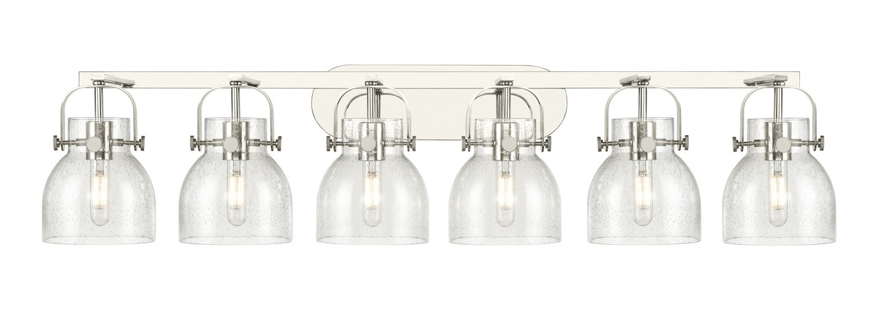 INNOVATIONS 423-6W-PN-G412-6SDY Pilaster II Bell 6 46 inch Bath Vanity Light Polished Nickel