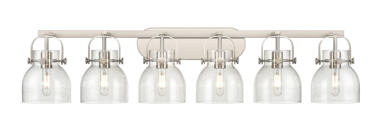 INNOVATIONS 423-6W-SN-G412-6SDY Pilaster II Bell 6 46 inch Bath Vanity Light Satin Nickel