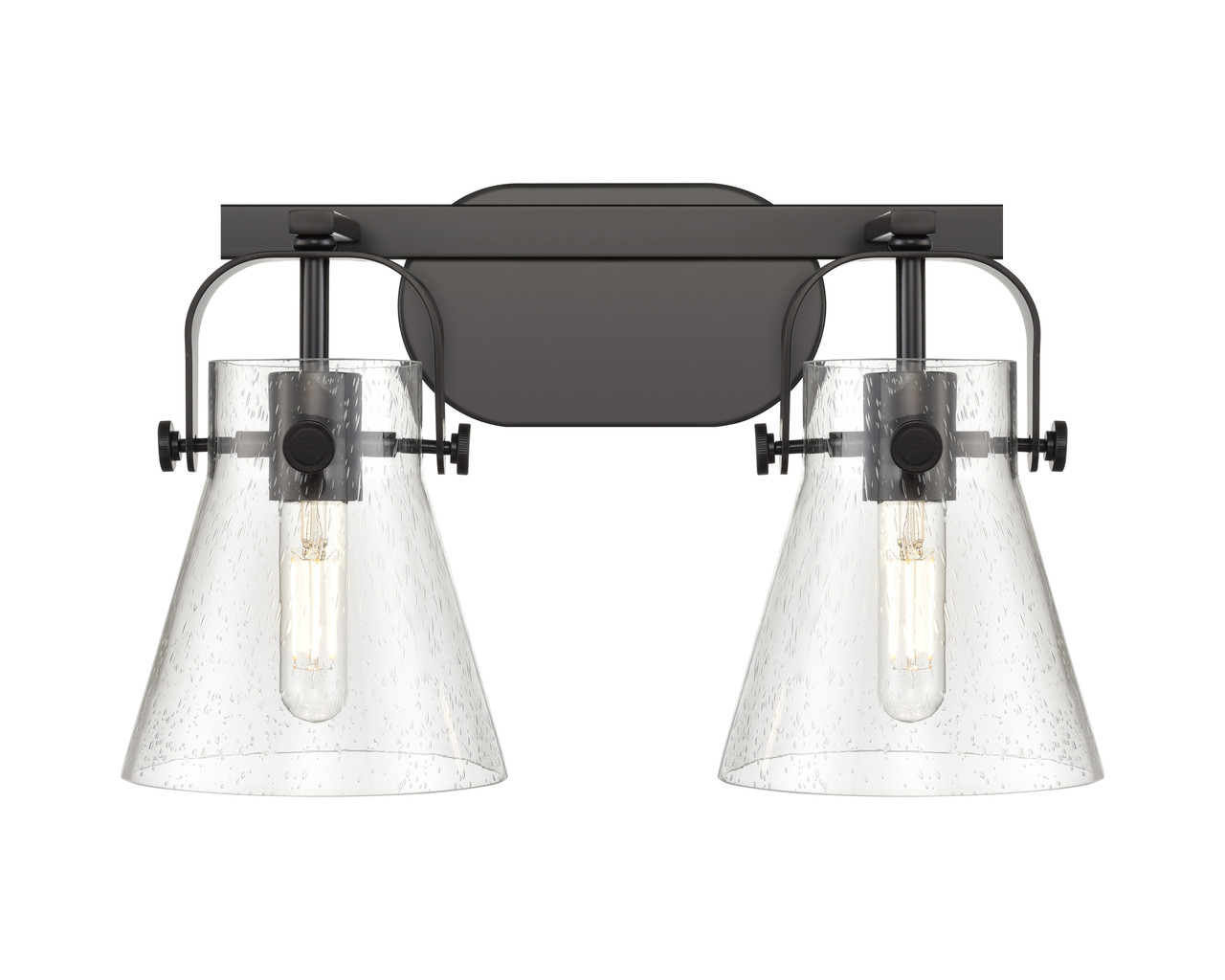INNOVATIONS 423-2W-BK-G411-6SDY Pilaster II Cone 2 17 inch Bath Vanity Light Matte Black