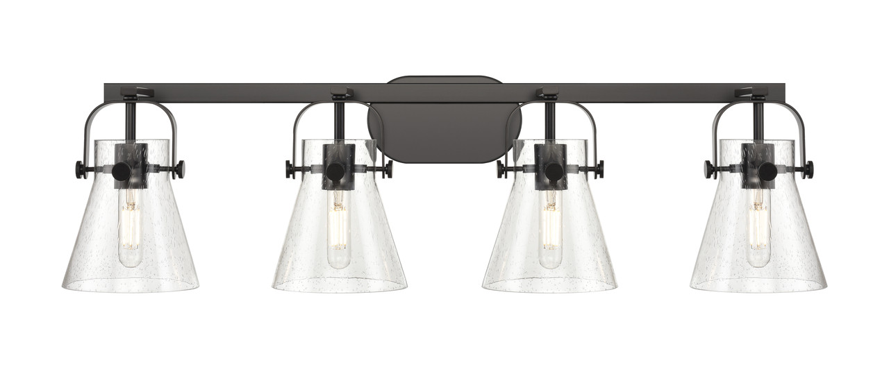 INNOVATIONS 423-4W-BK-G411-6SDY Pilaster II Cone 4 37 inch Bath Vanity Light Matte Black