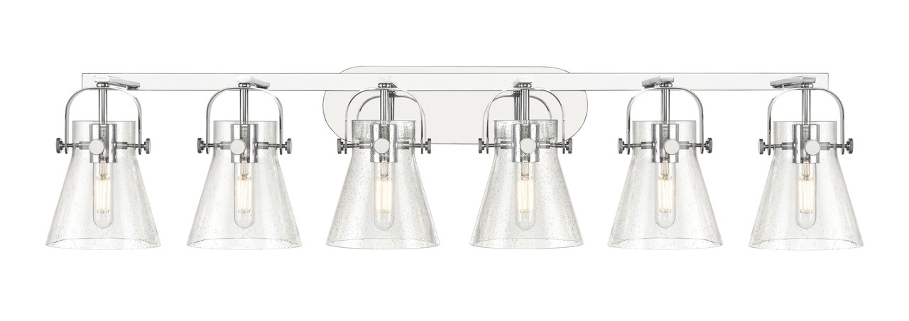 INNOVATIONS 423-6W-PC-G411-6SDY Pilaster II Cone 6 46 inch Bath Vanity Light Polished Chrome
