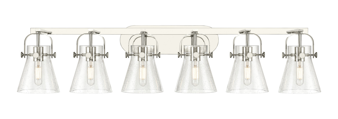 INNOVATIONS 423-6W-PN-G411-6SDY Pilaster II Cone 6 46 inch Bath Vanity Light Polished Nickel