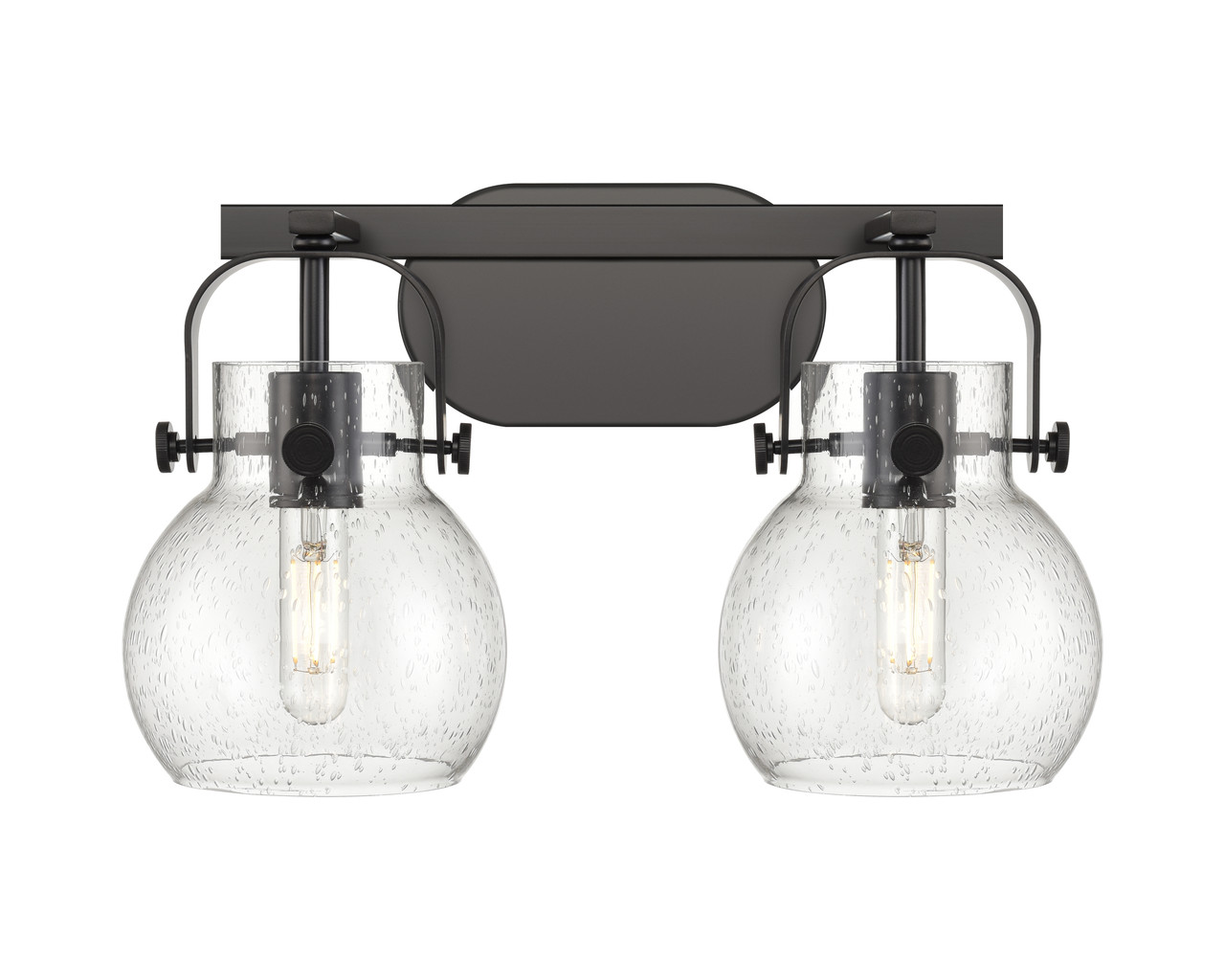 INNOVATIONS 423-2W-BK-G410-6SDY Pilaster II Sphere 2 17 inch Bath Vanity Light Matte Black