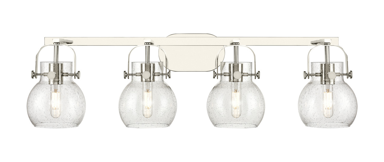 INNOVATIONS 423-4W-PN-G410-6SDY Pilaster II Sphere 4 37 inch Bath Vanity Light Polished Nickel