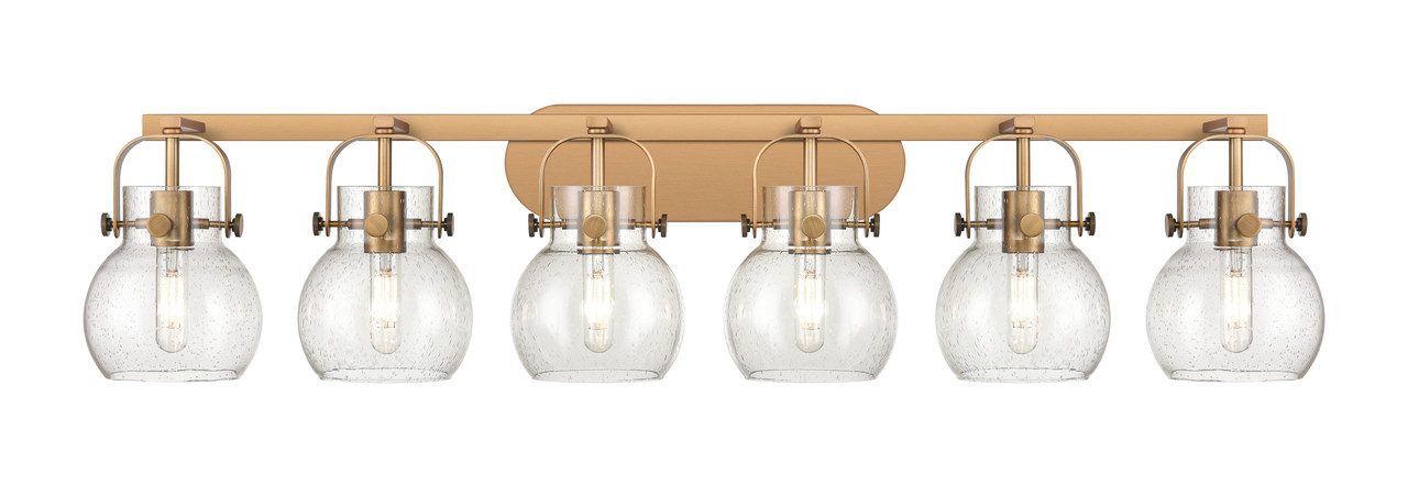 INNOVATIONS 423-6W-BB-G410-6SDY Pilaster II Sphere 6 46 inch Bath Vanity Light Brushed Brass