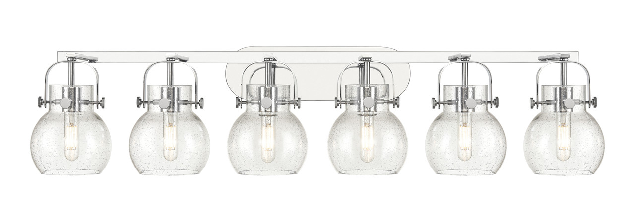 INNOVATIONS 423-6W-PC-G410-6SDY Pilaster II Sphere 6 46 inch Bath Vanity Light Polished Chrome