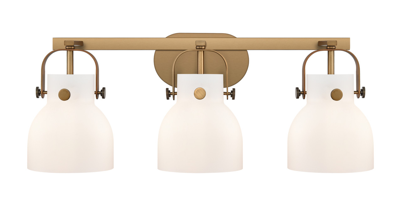 INNOVATIONS 423-3W-BB-G412-6WH Pilaster II Bell 3 27 inch Bath Vanity Light Brushed Brass