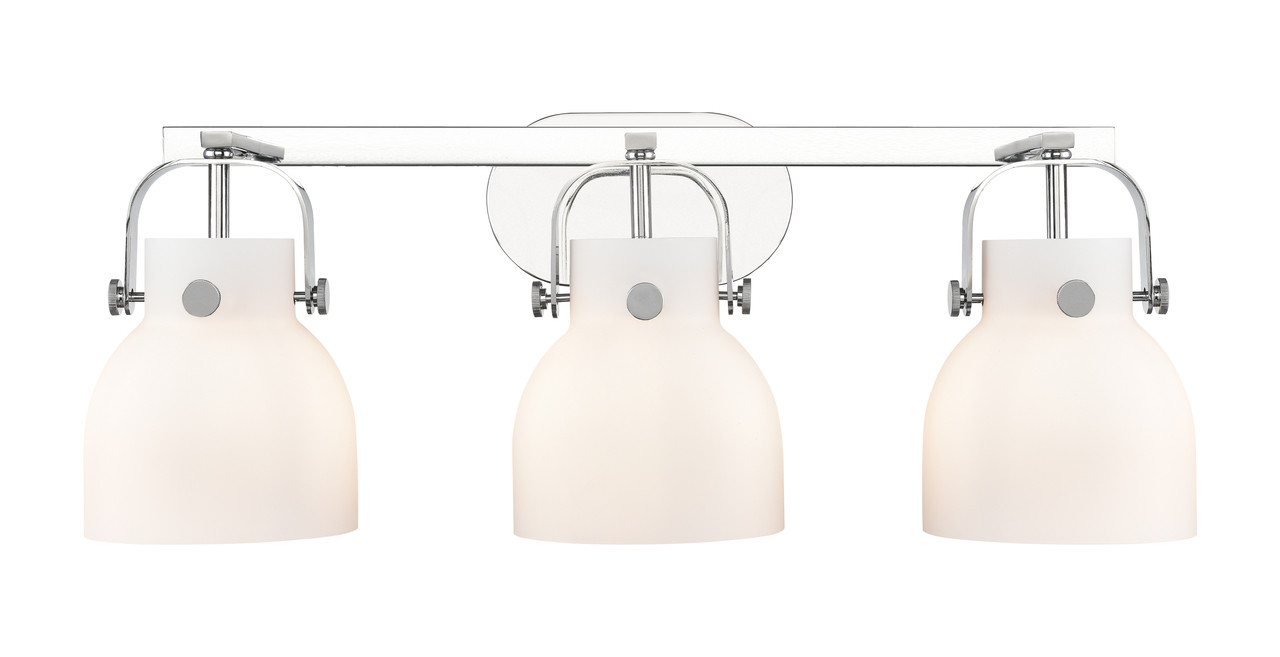 INNOVATIONS 423-3W-PC-G412-6WH Pilaster II Bell 3 27 inch Bath Vanity Light Polished Chrome