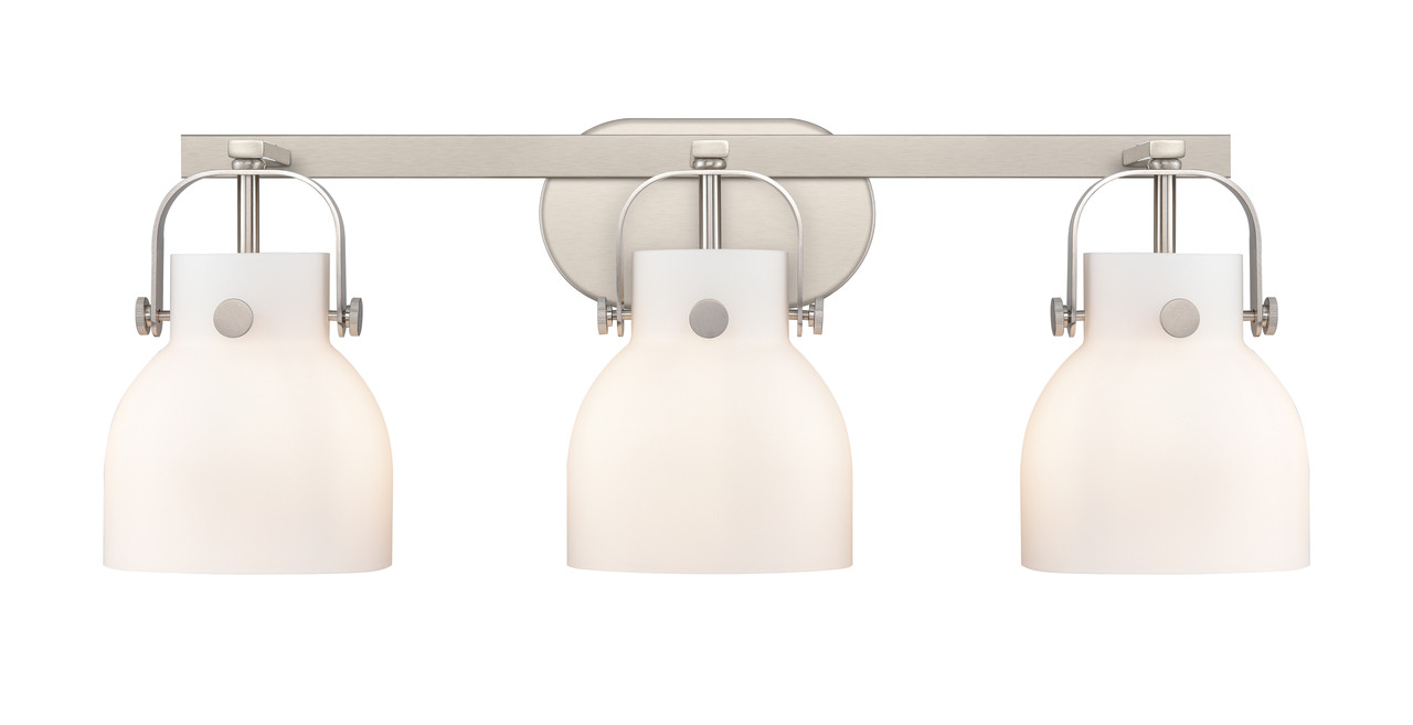 INNOVATIONS 423-3W-SN-G412-6WH Pilaster II Bell 3 27 inch Bath Vanity Light Satin Nickel