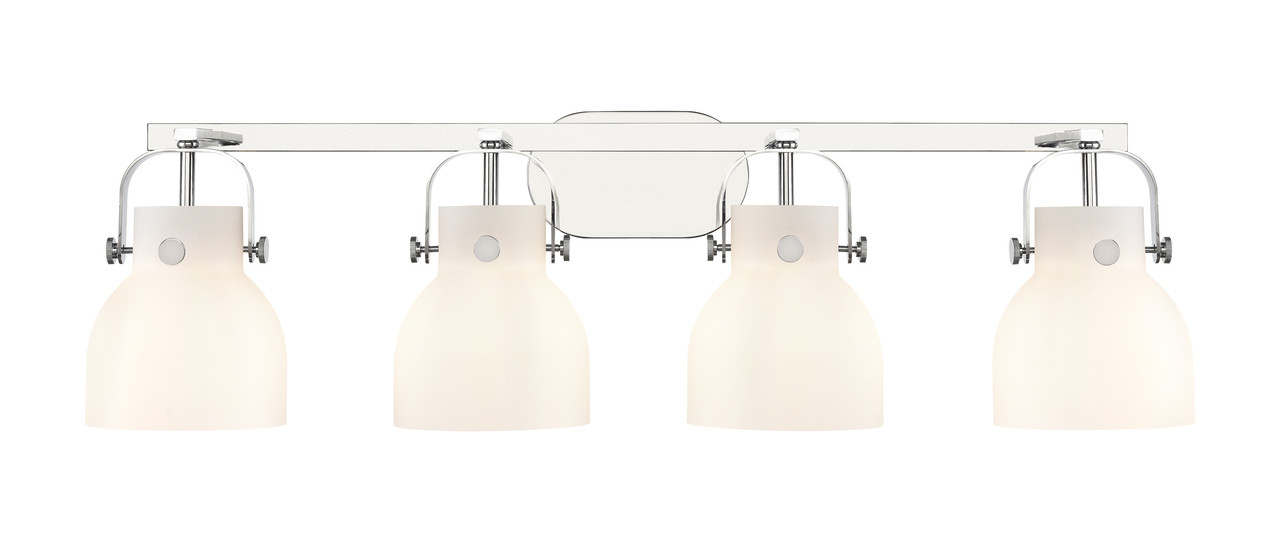 INNOVATIONS 423-4W-PC-G412-6WH Pilaster II Bell 4 37 inch Bath Vanity Light Polished Chrome