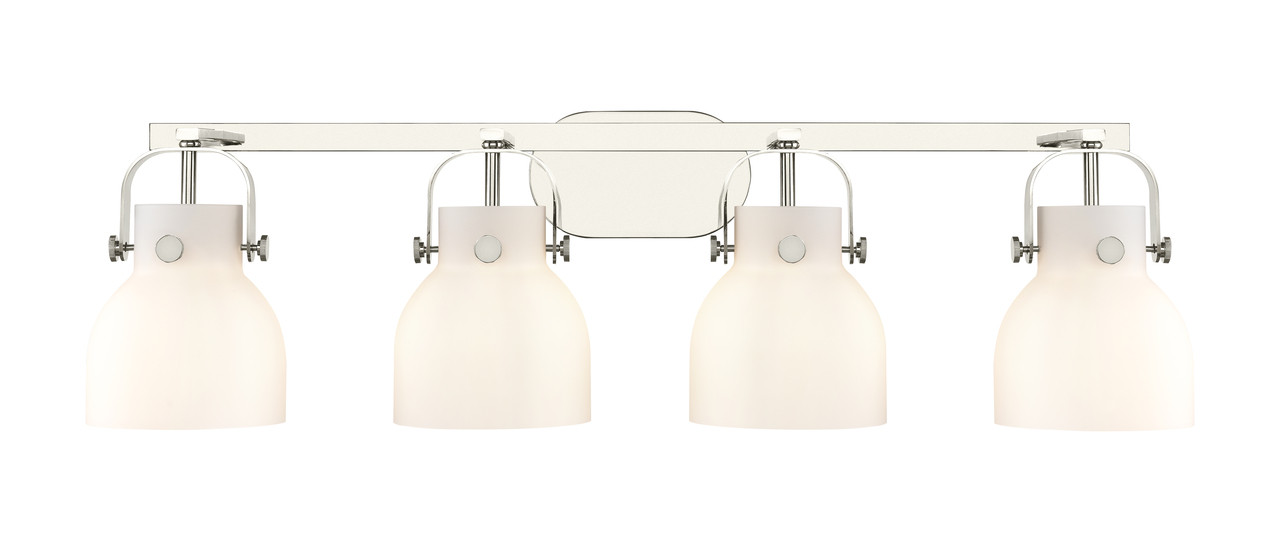 INNOVATIONS 423-4W-PN-G412-6WH Pilaster II Bell 4 37 inch Bath Vanity Light Polished Nickel
