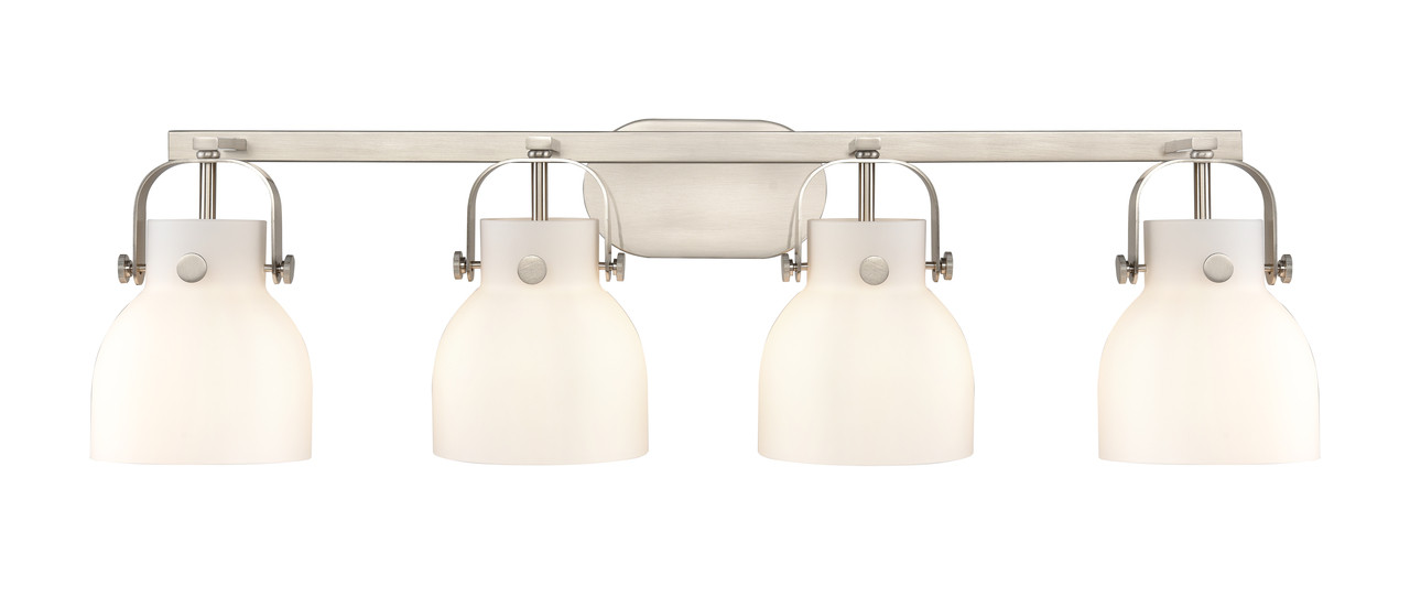 INNOVATIONS 423-4W-SN-G412-6WH Pilaster II Bell 4 37 inch Bath Vanity Light Satin Nickel