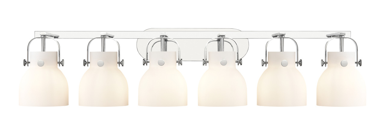 INNOVATIONS 423-6W-PC-G412-6WH Pilaster II Bell 6 46 inch Bath Vanity Light Polished Chrome