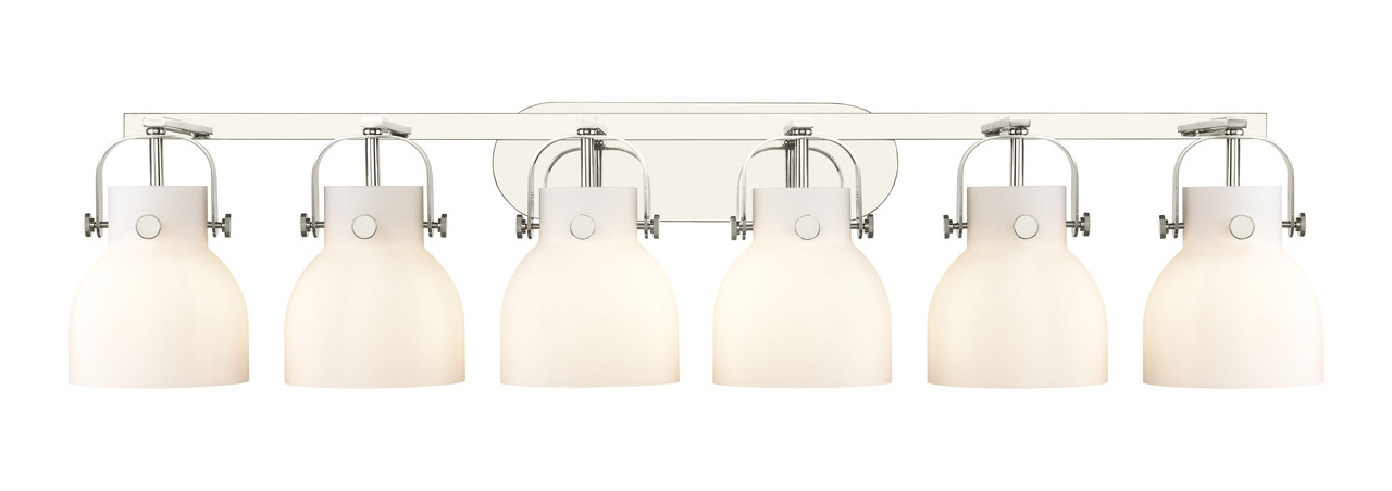 INNOVATIONS 423-6W-PN-G412-6WH Pilaster II Bell 6 46 inch Bath Vanity Light Polished Nickel