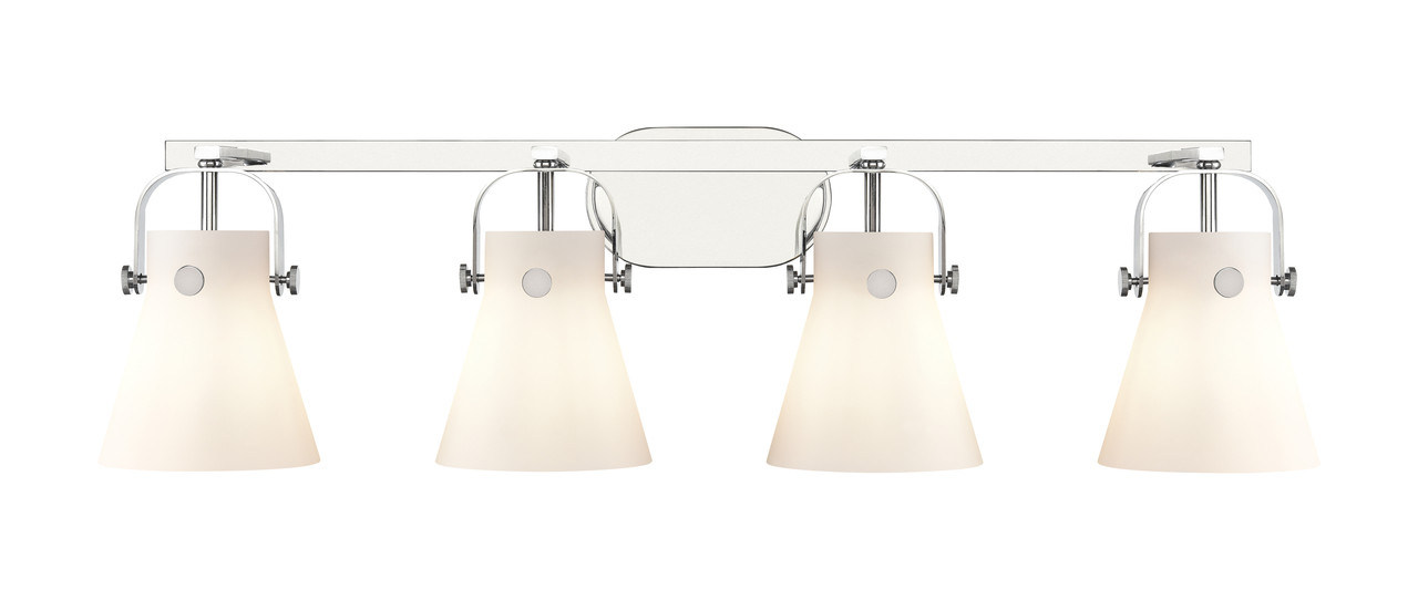 INNOVATIONS 423-4W-PC-G411-6WH Pilaster II Cone 4 37 inch Bath Vanity Light Polished Chrome