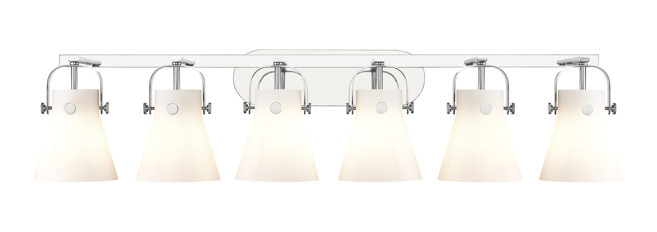 INNOVATIONS 423-6W-PC-G411-6WH Pilaster II Cone 6 46 inch Bath Vanity Light Polished Chrome