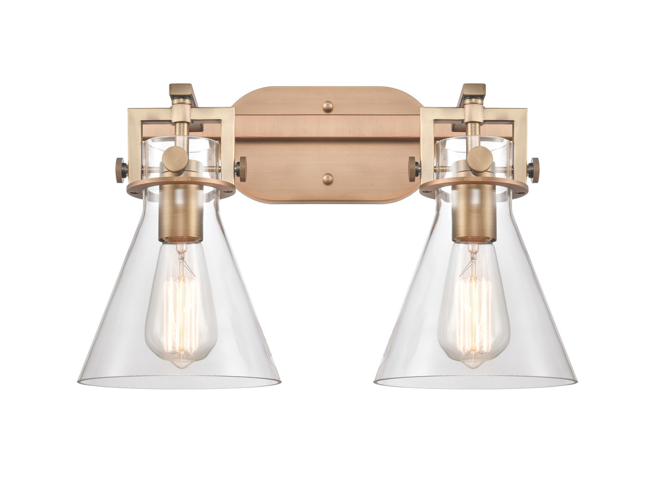 INNOVATIONS 411-2W-BB-G411-7CL Newton Cone 2 17 inch Bath Vanity Light Brushed Brass