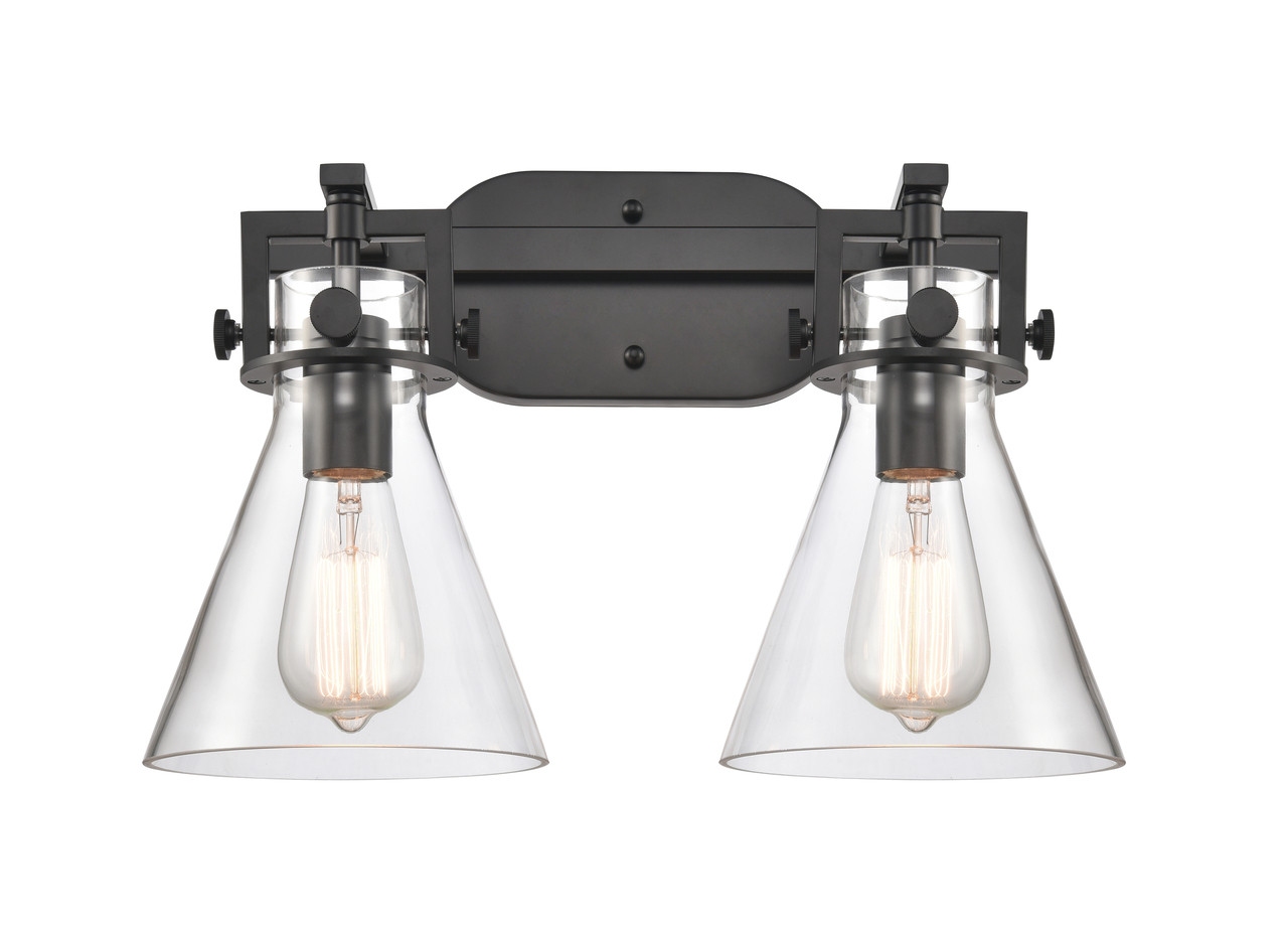 INNOVATIONS 411-2W-BK-G411-7CL Newton Cone 2 17 inch Bath Vanity Light Matte Black