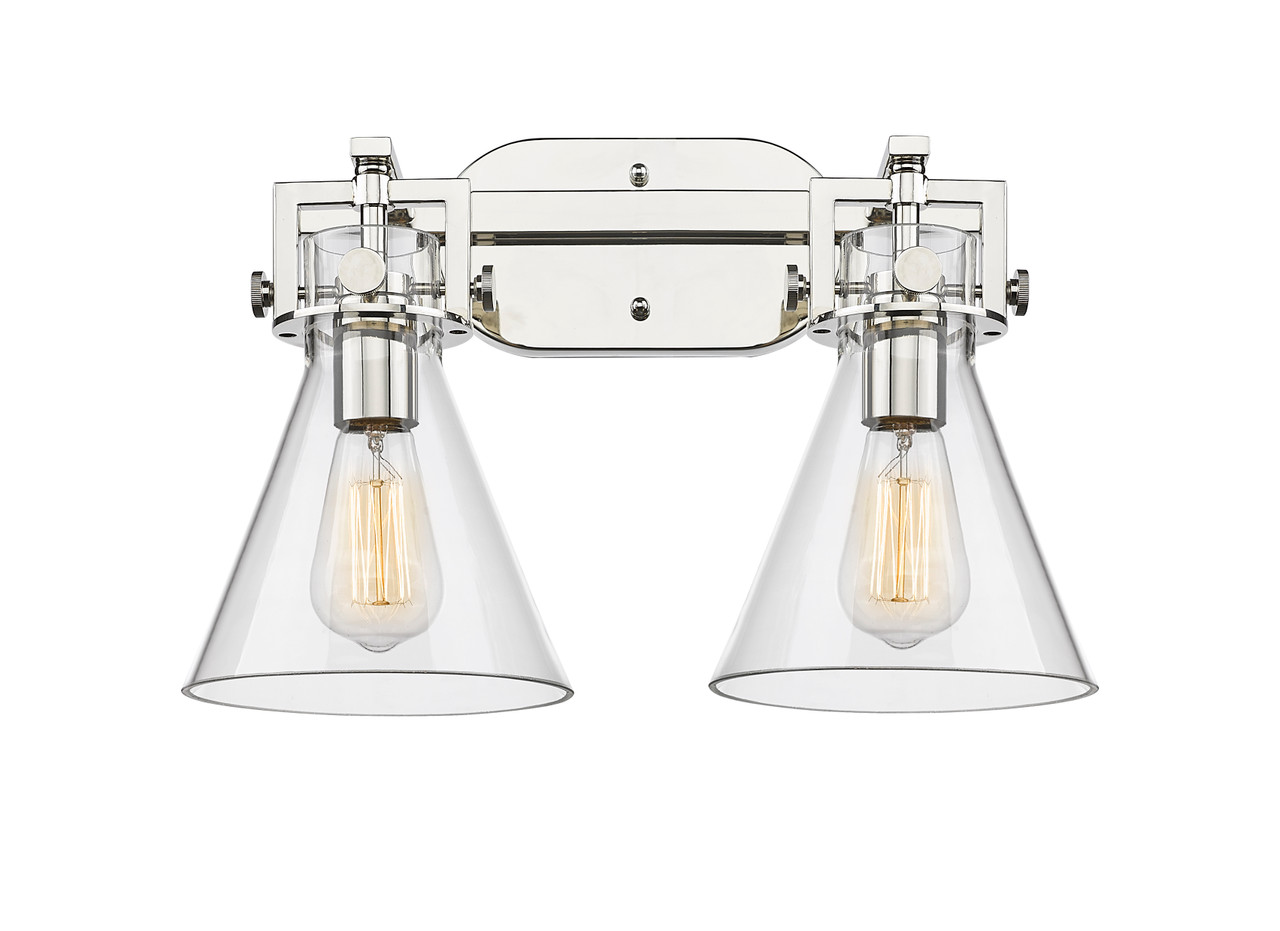 INNOVATIONS 411-2W-PN-G411-7CL Newton Cone 2 17 inch Bath Vanity Light Polished Nickel