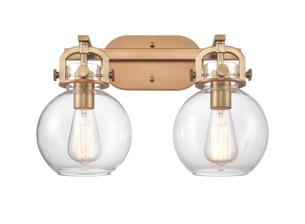 INNOVATIONS 410-2W-BB-G410-7CL Newton Sphere 2 17 inch Bath Vanity Light Brushed Brass