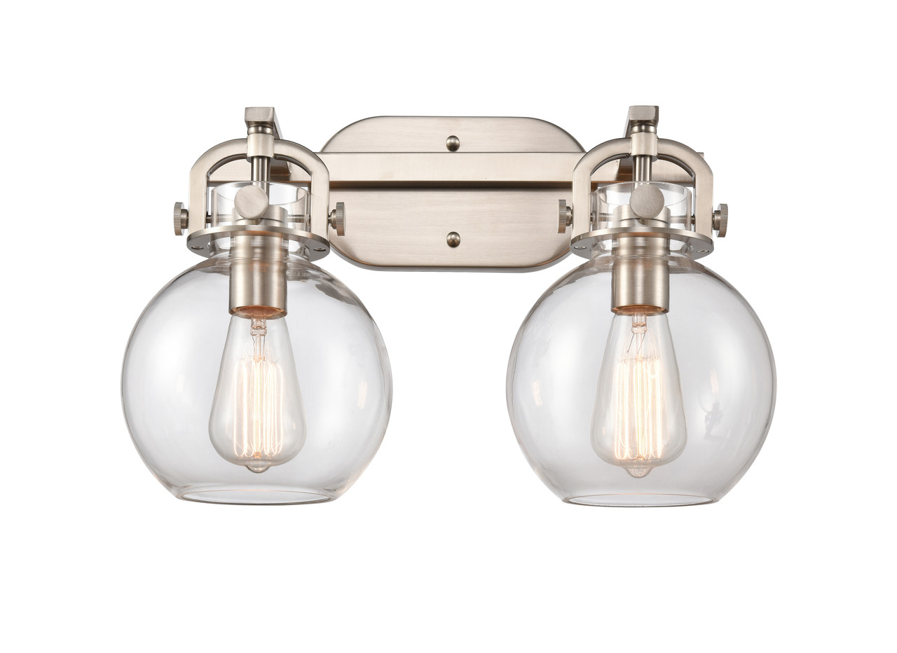 INNOVATIONS 410-2W-SN-G410-7CL Newton Sphere 2 17 inch Bath Vanity Light Satin Nickel