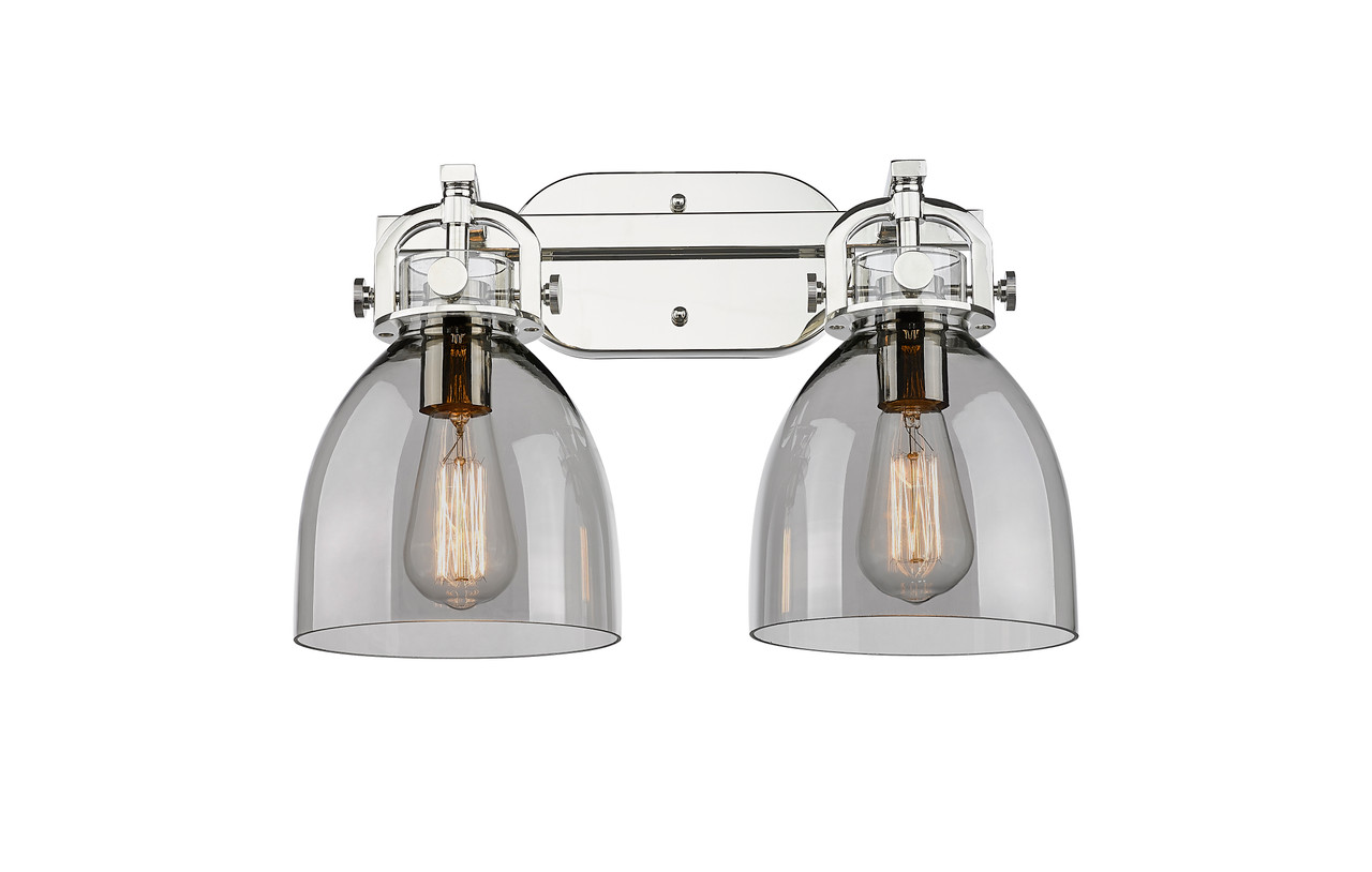 INNOVATIONS 410-2W-PN-G412-7SM Newton Bell 2 17 inch Bath Vanity Light Polished Nickel