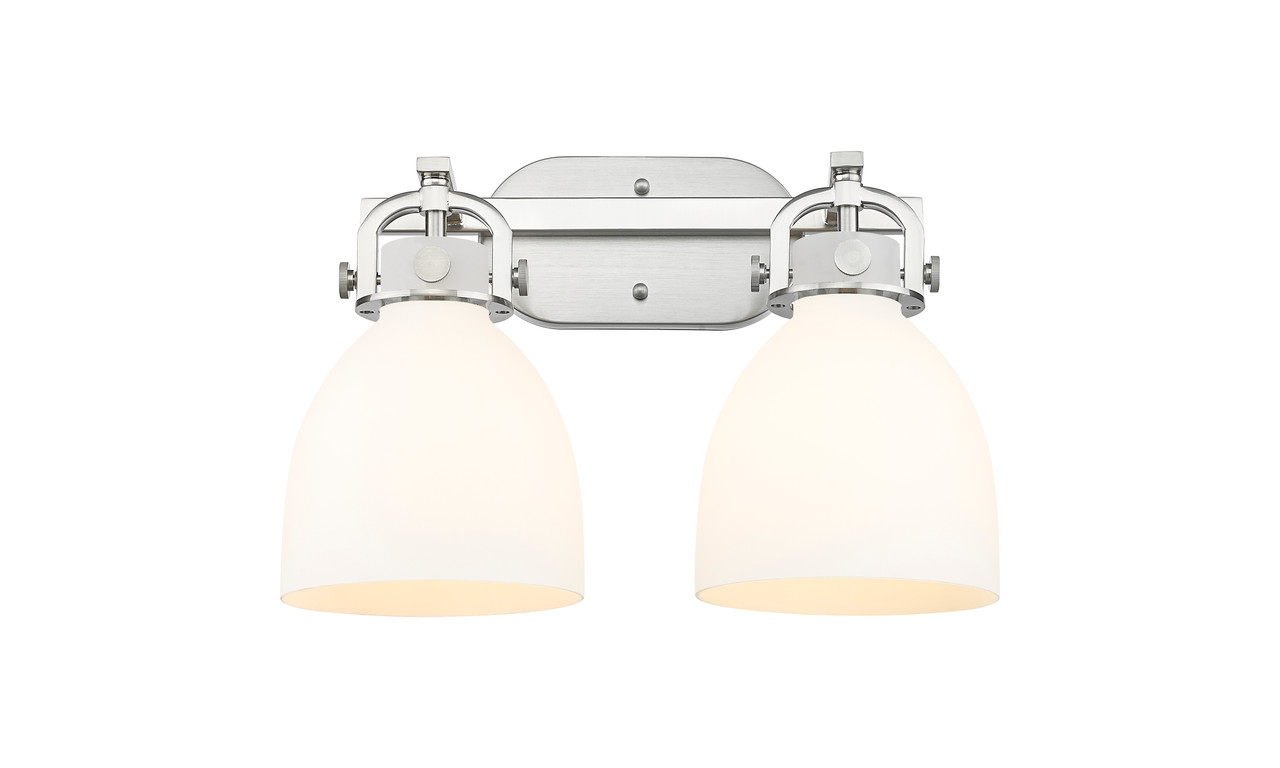 INNOVATIONS 410-2W-SN-G412-7WH Newton Bell 2 17 inch Bath Vanity Light Satin Nickel