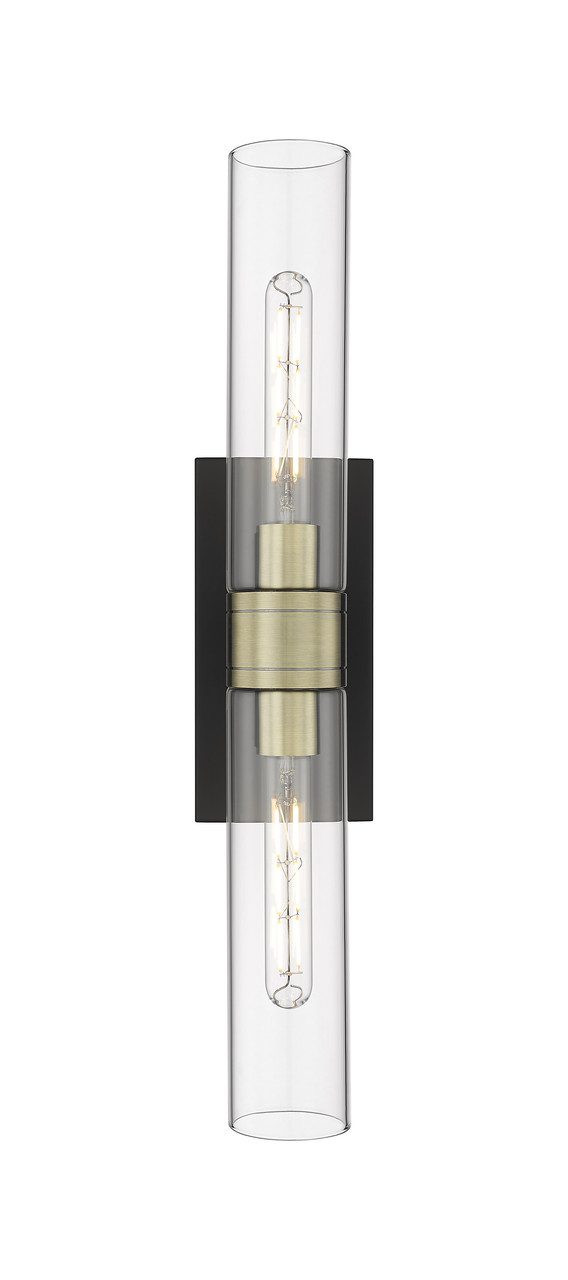 INNOVATIONS 617-2W-BAB-G617-11CL Boreas 2 24 inch Bath Vanity Light Black Antique Brass