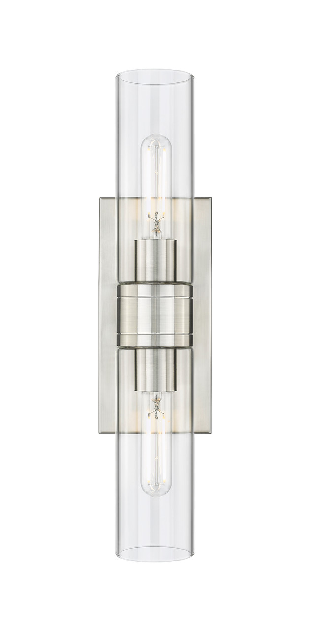 INNOVATIONS 617-2W-SN-G617-8CL Boreas 2 18 inch Bath Vanity Light Satin Nickel