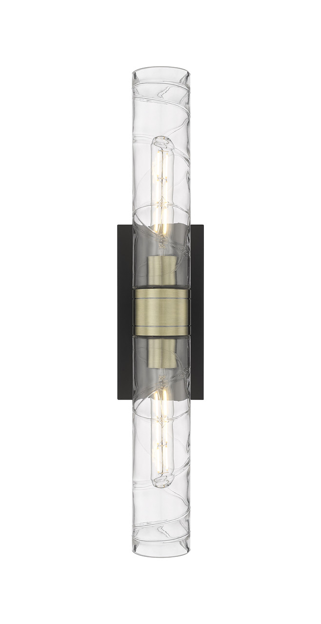INNOVATIONS 617-2W-BAB-G617-11DE Boreas 2 24 inch Bath Vanity Light Black Antique Brass