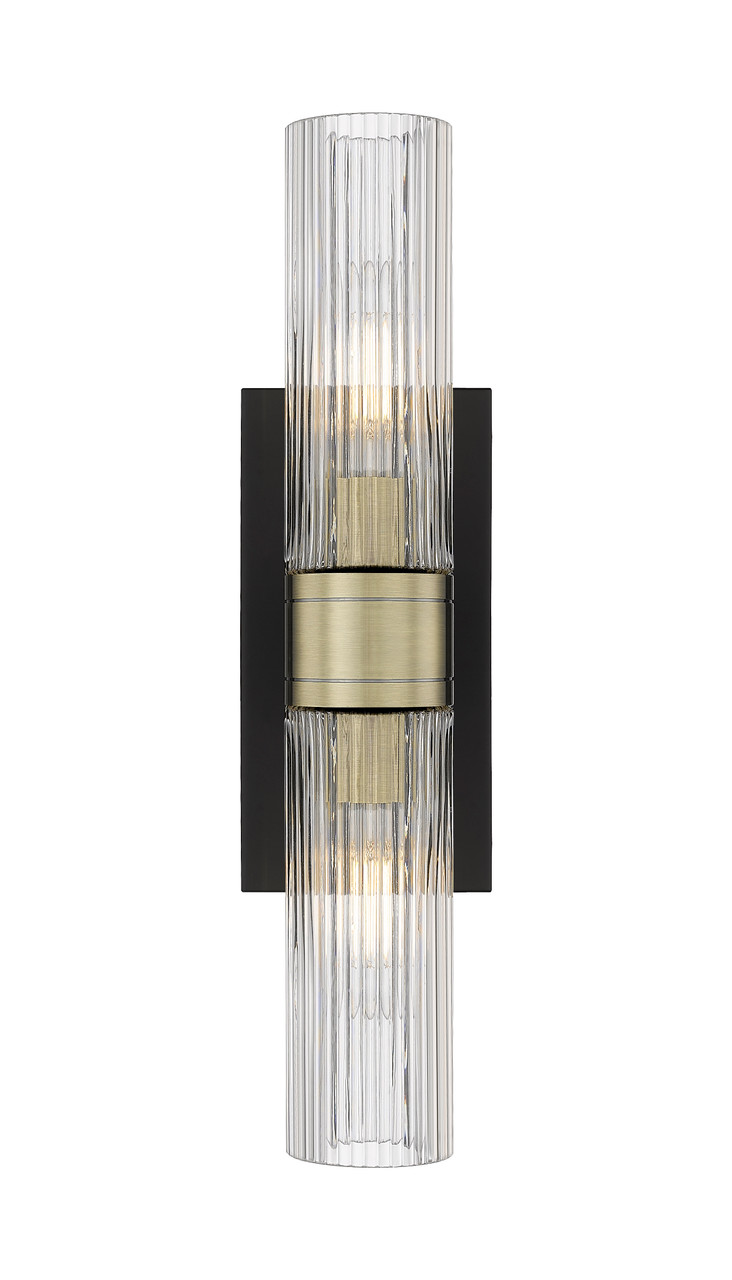 INNOVATIONS 617-2W-BAB-G617-8SCL Boreas 2 18 inch Bath Vanity Light Black Antique Brass