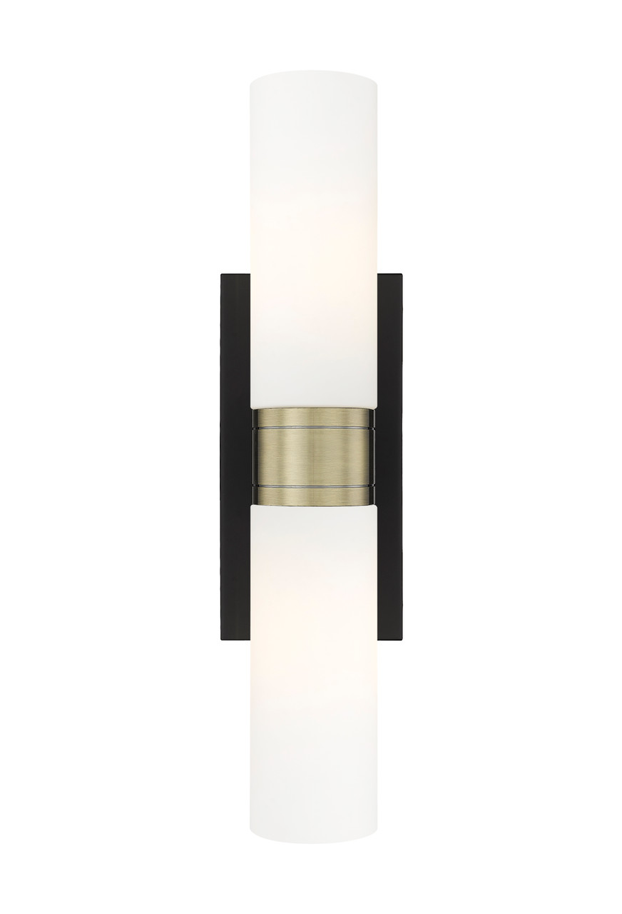 INNOVATIONS 617-2W-BAB-G617-8WH Boreas 2 18 inch Bath Vanity Light Black Antique Brass