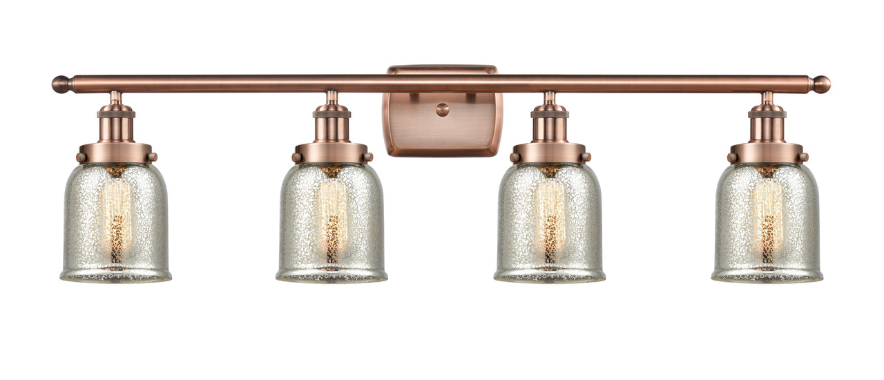 INNOVATIONS 916-4W-AC-G58-LED Small Bell 4 Light Bath Vanity Light part of the Ballston Collection Antique Copper
