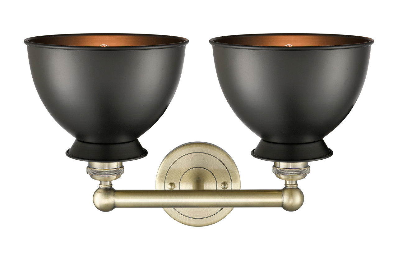 INNOVATIONS 616-2W-AB-M14-BK Adirondack 2 Light Bath Vanity Light part of the Edison Collection Antique Brass