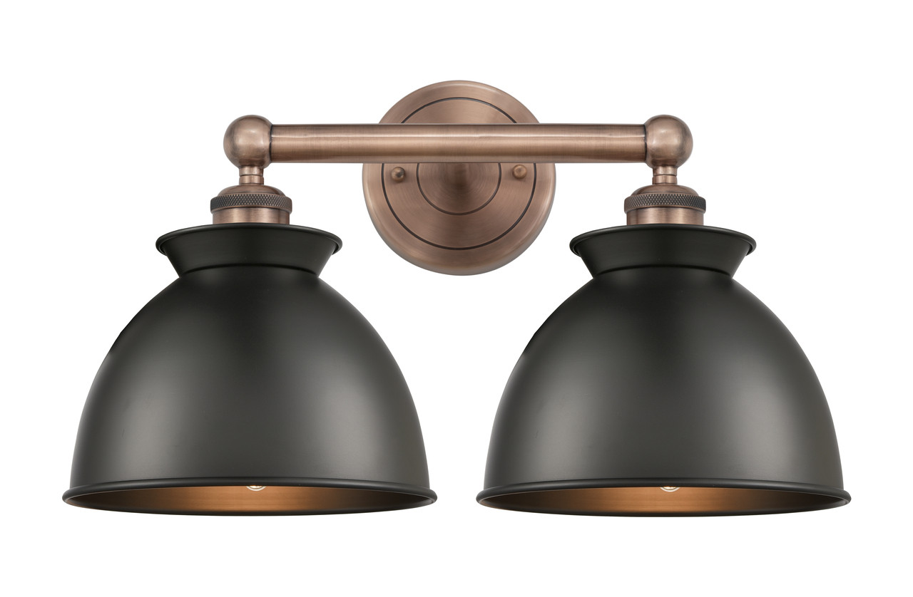 INNOVATIONS 616-2W-AC-M14-BK Adirondack 2 Light Bath Vanity Light part of the Edison Collection Antique Copper