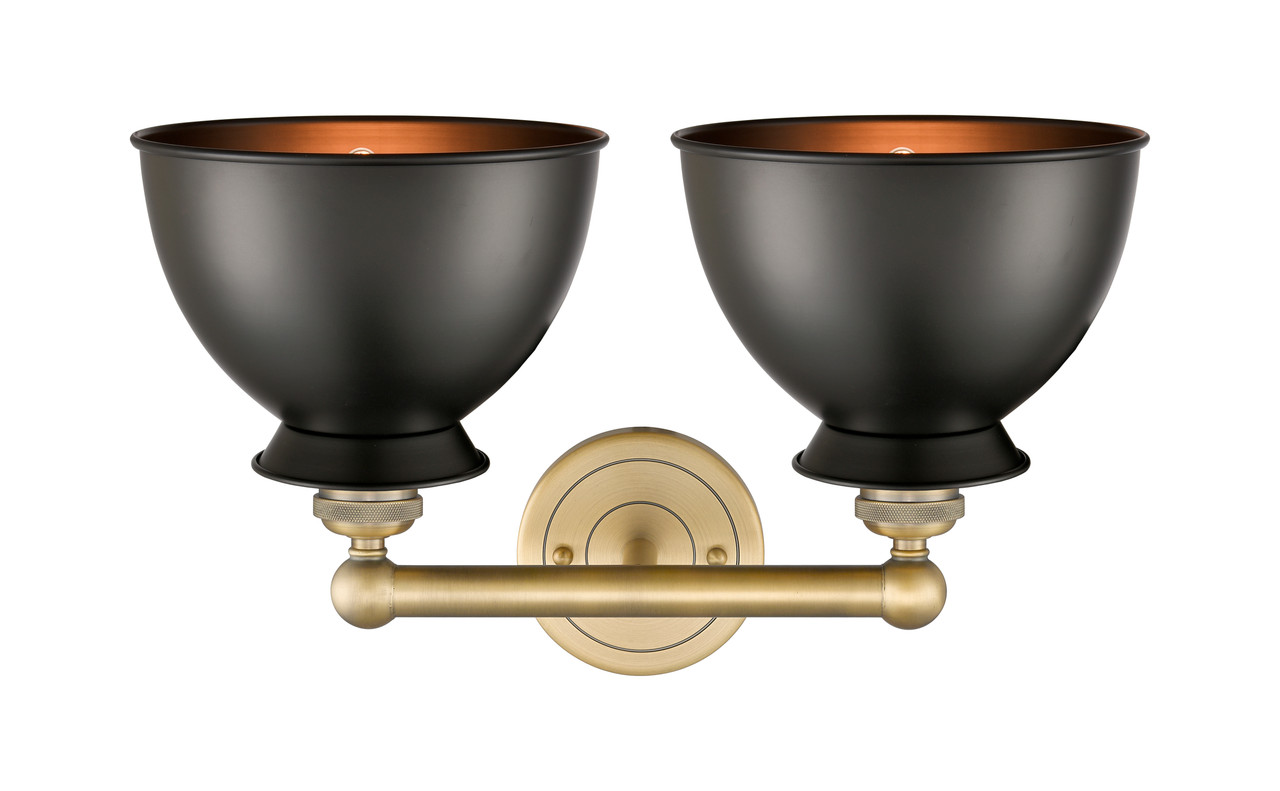 INNOVATIONS 616-2W-BB-M14-BK Adirondack 2 Light Bath Vanity Light part of the Edison Collection Brushed Brass