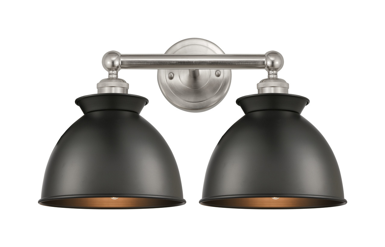 INNOVATIONS 616-2W-SN-M14-BK Adirondack 2 Light Bath Vanity Light part of the Edison Collection Brushed Satin Nickel