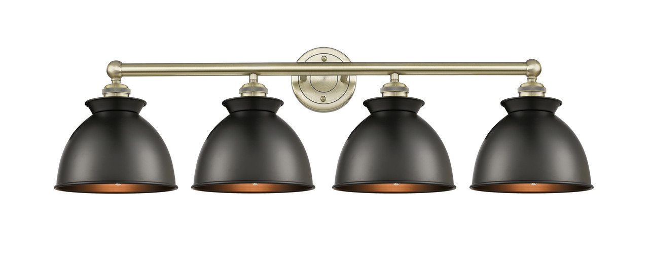 INNOVATIONS 616-4W-AB-M14-BK Adirondack 4 Light Bath Vanity Light part of the Edison Collection Antique Brass