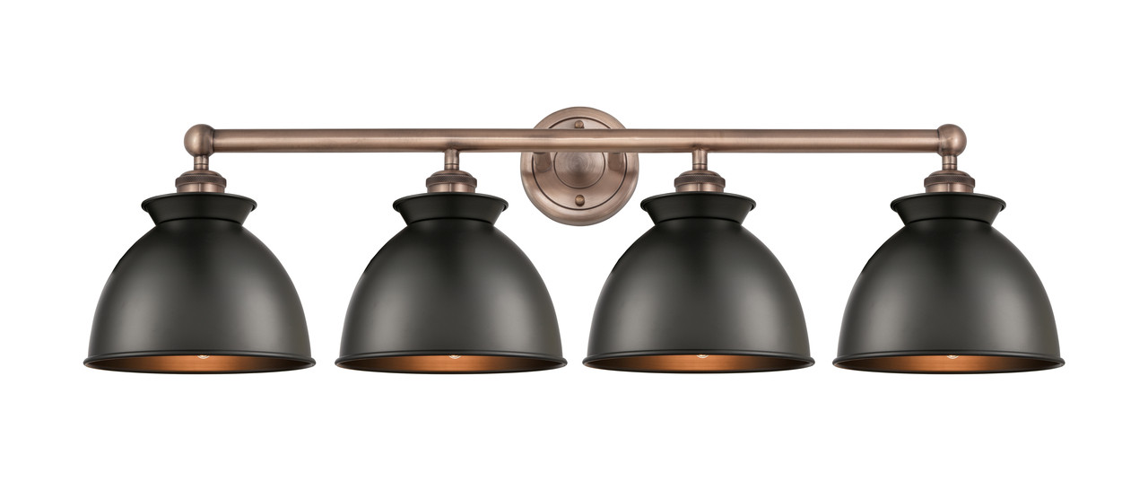 INNOVATIONS 616-4W-AC-M14-BK Adirondack 4 Light Bath Vanity Light part of the Edison Collection Antique Copper